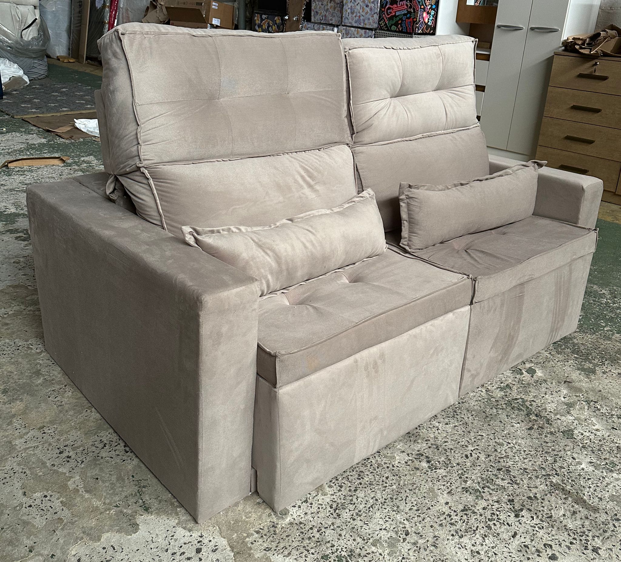 Sofa Retrátil e Reclinável 1.80 bi-partido Cor Bege Robust - Imagem 3