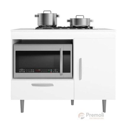 Balcão De Coz  1 Porta, 1 Gaveta Cooktop 4 Boca Alecrim  - Branco  Poliman