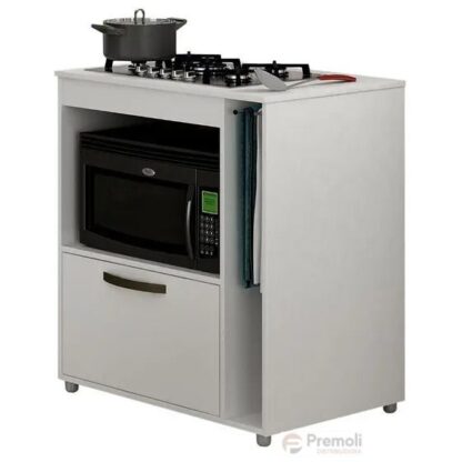 Balcão Cooktop Bia Em Mdp 1 Porta 1 Prateleira Cor Branco Chf Móveis - Image 3