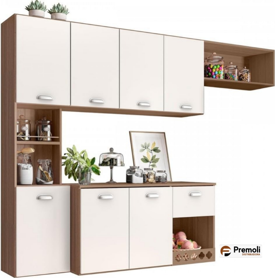 Cozinha Suspensa Mila Cor Carvalho Off White Poliman