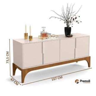 Buffet 4 Portas 1.67cm  Amalfi Off White/Madero Canela   - LUKALIAM