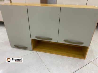 Aéreo Maisa Largura 118 cm 3 Portas Cinamomo/Cinza /Acetinado - Chf Móveis - Imagem 2