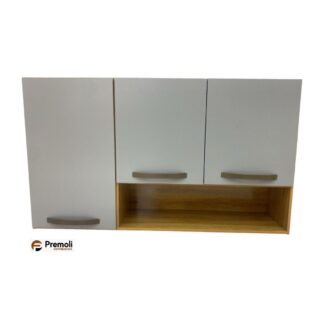 Armário Aéreo Cozinha Maisa 3 Portas Cinamomo/Cinza / Acetinado -Largura: 118 cm  Chf Móveis