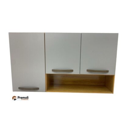 Aéreo Maisa Largura 118 cm 3 Portas Cinamomo/Cinza /Acetinado - Chf Móveis