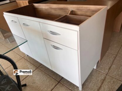 Balcão 1.20  3 Portas 1 Gaveta S/ Tampo C/ Branco A434 Poquema - Imagem 2