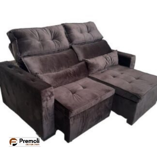 Sofa Retrátil e Reclinável 1.80  bi-partido  Cor Marrom   Robust