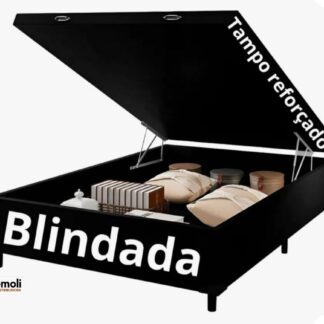 Base Baù Premoli Blindado 138X188X42 Luxo Casal Cor Preta