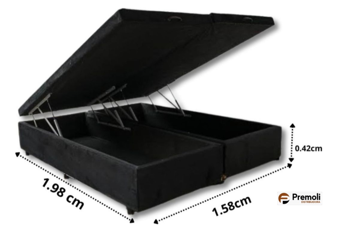 Base Baù Premoli Blindado 158X198X42 Luxo Queen Cor Preta