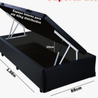 Base Baù Premoli Blindado 88X188X42 Solteiro  Cor Preta