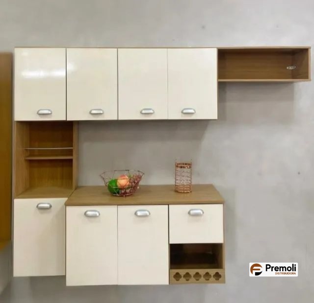 Cozinha Suspensa Mila Cor Carvalho Off White Poliman - Imagem 2