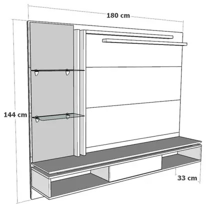 Painel Vigo VT Luxo Cor Freijo/ Off Avelan Moveis - Imagem 2