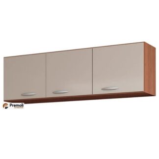 Armário Aéreo 3 Portas 120 damasco /Ripado/Off White A843 - Poquema