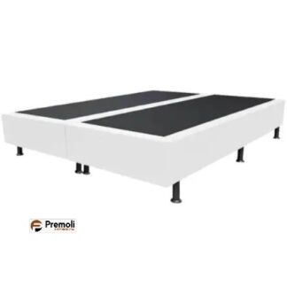 Base 138x188x30 Bipartido Casal Em Corino Cor Branca Os Pés: Plastico
