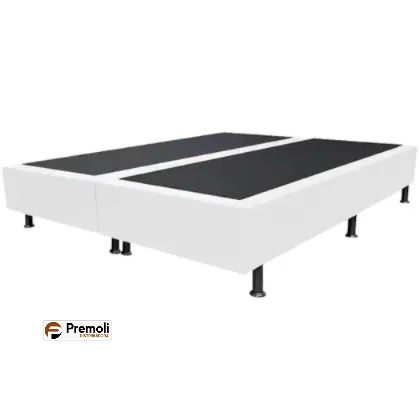 Base 138x188x30 Bipartido Casal Em Corino Cor Branca Os Pés: Plastico