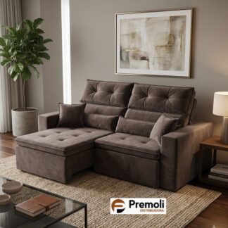 Sofa Robust Retrátil Reclinável 1.80 Bi-Partido Cor Marrom imagem ilustrativa