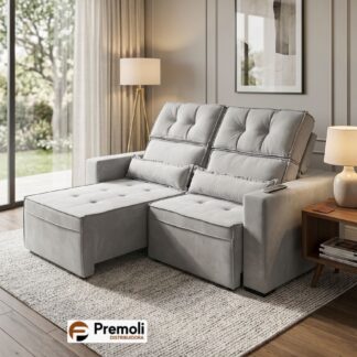 Sofa Robust Retrátil Reclinável 1.80  bi-partido Cor Cinza Imagem ilustrativa