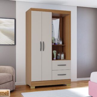 Roupeiro Cordoba 99cm  2 Portas Cor cinamomo/Off White  Poquema