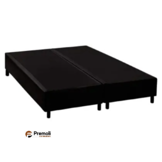 Base 138x188x30 Bipartido Casal Em Corino  Cor Black  Os Pés: Plastico