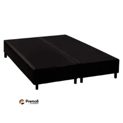 Base 138x188x30 Bipartido Casal Em Corino Cor Black Os Pés: Plastico