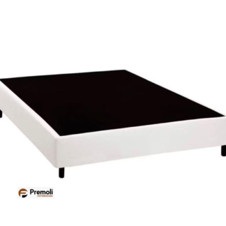 Base Mexico Casal 138X188X30 Corino Branco Pés Plastico Chapeada