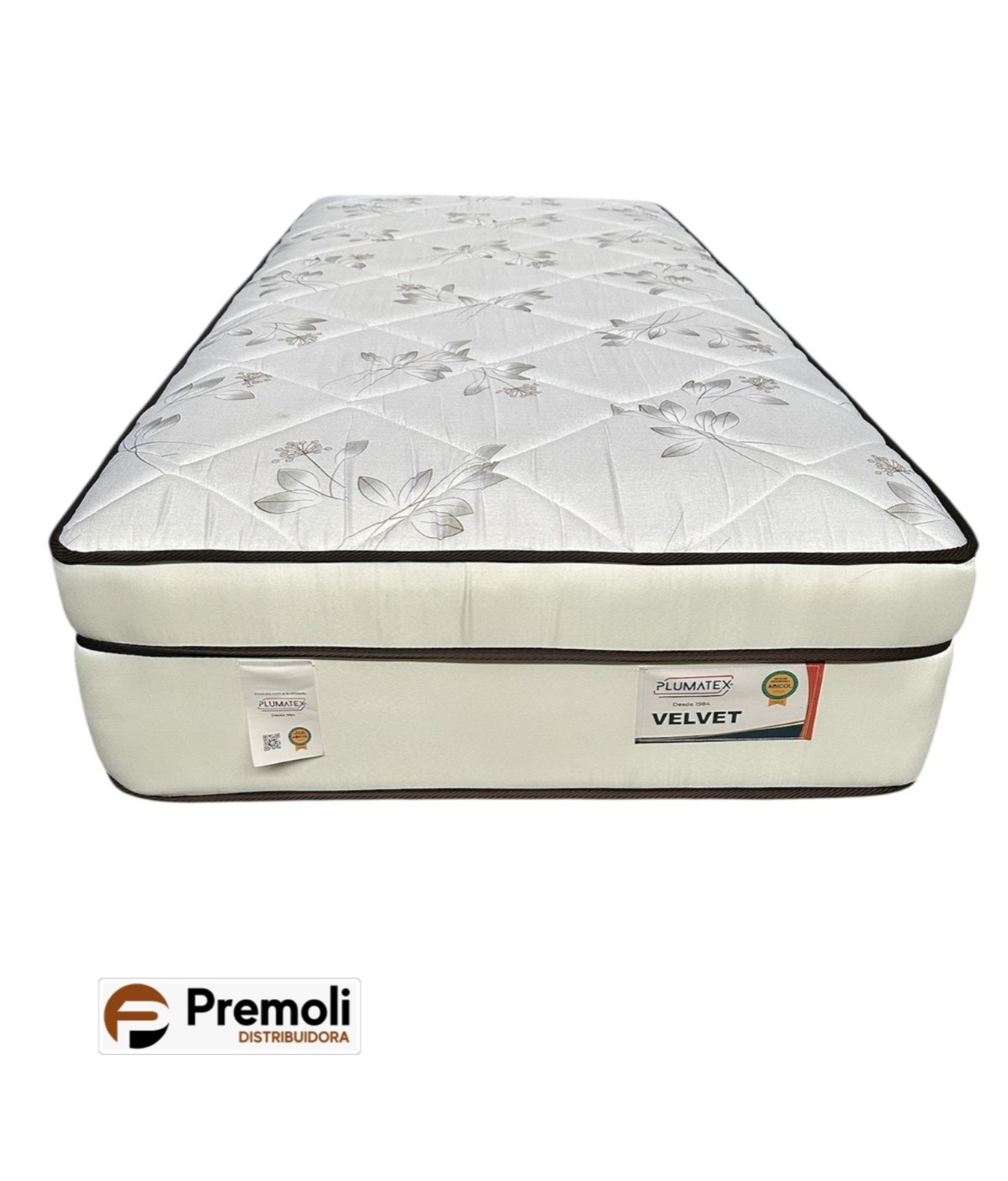 Colchão Velvet Branco Solteiro com Molas Ensacadas 88x188x32 Plumatex