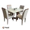 Mesa de Jantar Safira 1.20x80 EM  MADERIRA MACIÇA  C. Vidro 4 Cad. Pérola LINHO  Bege