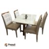 Mesa de Jantar Safira 1.20x80 EM  MADERIRA MACIÇA  C. Vidro 4 Cad. Pérola LINHO  Bege - Image 3
