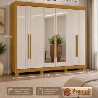 Roupeiro Madri Cor Cinamomo/Off Larg: 202.8 CHF MOVEIS