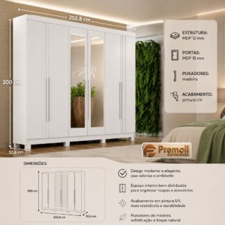 Roupeiro Madri Cor Branco Larg: 202.8 CHF MOVEIS