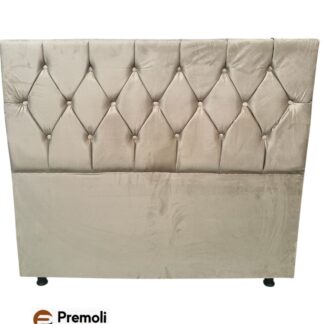 Cabeceira Veneza Estofada Capitone Casal 140x120x10 Cor Bege Premoli Pés Plastico