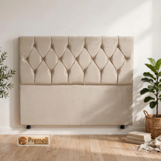 Cabeceira Veneza Capitone Casal 140x120x10  Cor Bege Escuro 👈🏼 Premoli Pés Plastico