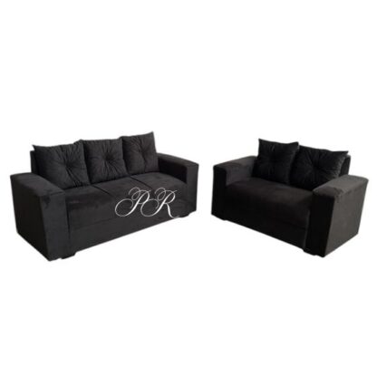 Sofa Pop Bela 2 /3 Lugares Veludo Cor Marrom Chocolate  – almofadas soltas Pés em Madeira