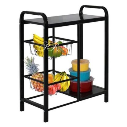 Fruteira Dupla Big Pedra 2 Cestos  Cor Preta  Premoli