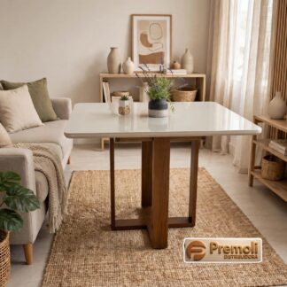 Base Mesa 1.20×80 Jantar Safira C/Vidro Em Madeira Maciça