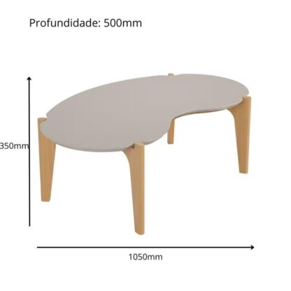 Mesa de Centro Sala de Estar Florida 1,05m Off White/Freijó - Lukaliam Pés em madeira