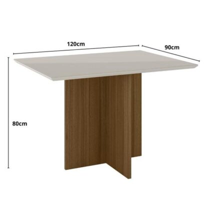 Base  De Jantar Helo 120cm Com Vidro Carvalho/off White - Poliman - Image 2