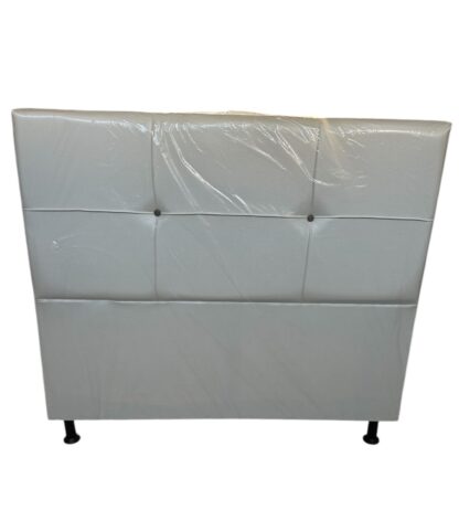 Cabeceira Sol Corino 138x 2 botões  Cor Branca Premoli Pés Plástico