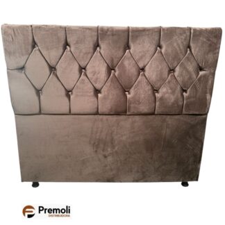 Cabeceira Veneza Estofada Capitone Casal 140x120x10 Cor Marrom Premoli Pés Plastico