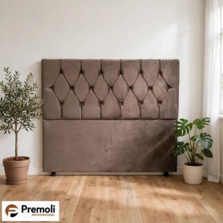 Cabeceira Veneza Capitone Casal 140x120x08 Cor Marrom Premoli Pés Plastico