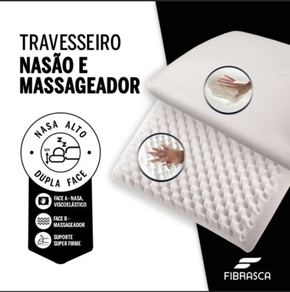 travesseiro Nasão e massageador Fibrasca, suporte super firme, Na Malha - Image 3