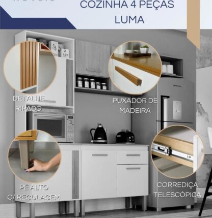 Cozinha Luma Completa Cor Branco/Cinamomo CHF - CHF Móveis - Image 4