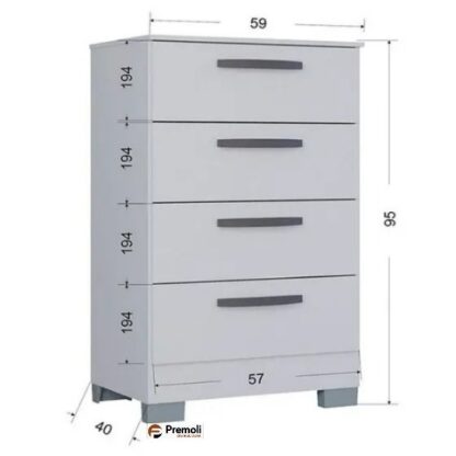 Cômoda 867 4 Gavetas Branco Brilho - Poquema - POQUEMA MÓVEIS