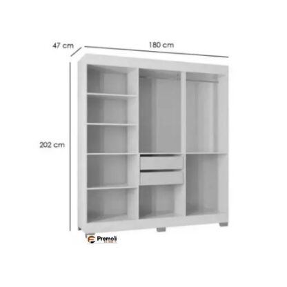 Guarda Roupa Barcelona Poquema Casal 6 Portas 2 Gavetas COR  BRANCO - Image 2