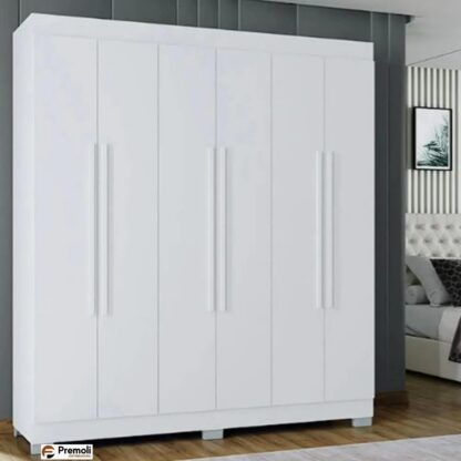 Guarda Roupa Barcelona Poquema Casal 6 Portas 2 Gavetas COR  BRANCO