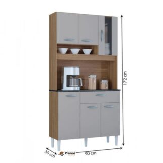 Cozinha Compacta Coral 6 Portas 1 Gaveta Damasco/off White
