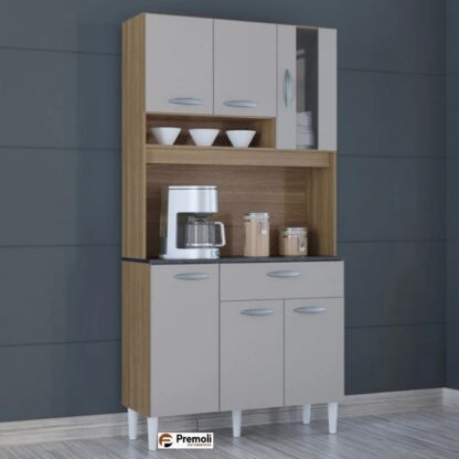 Cozinha Compacta Coral 6 Portas 1 Gaveta Damasco/off White - Image 4