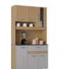 Kit Cozinha Coral Compacta C/ Balcão 06 Portas  90Cm Damasco/off  Ripado