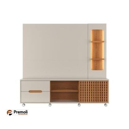 Home Brise Largura  2.07  Tv 70 polegadas cor off white/jequetiba  lukaliam - Imagem 3