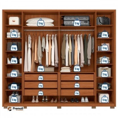 Guarda-roupa Casal Espartacus 6 Portas 6 Gavetas Freijó/off White -100% MDF - Image 3