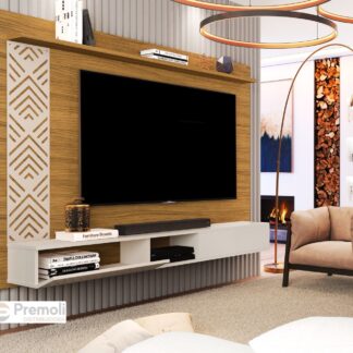 Painel Roma Para Tv Até 60 Polegadas Com 2 Porta Cor Nature/off   100% MDF